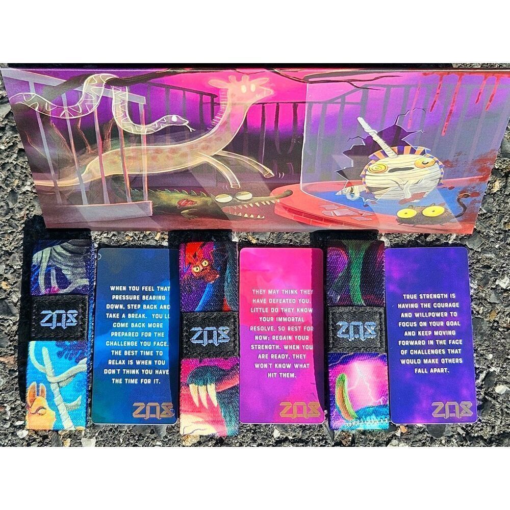 ZOX HALLOWEEN ZOO 2023 - llama mummy sloth MEDIUM pack ART envelope WRISTBANDS - Picture 10 of 12